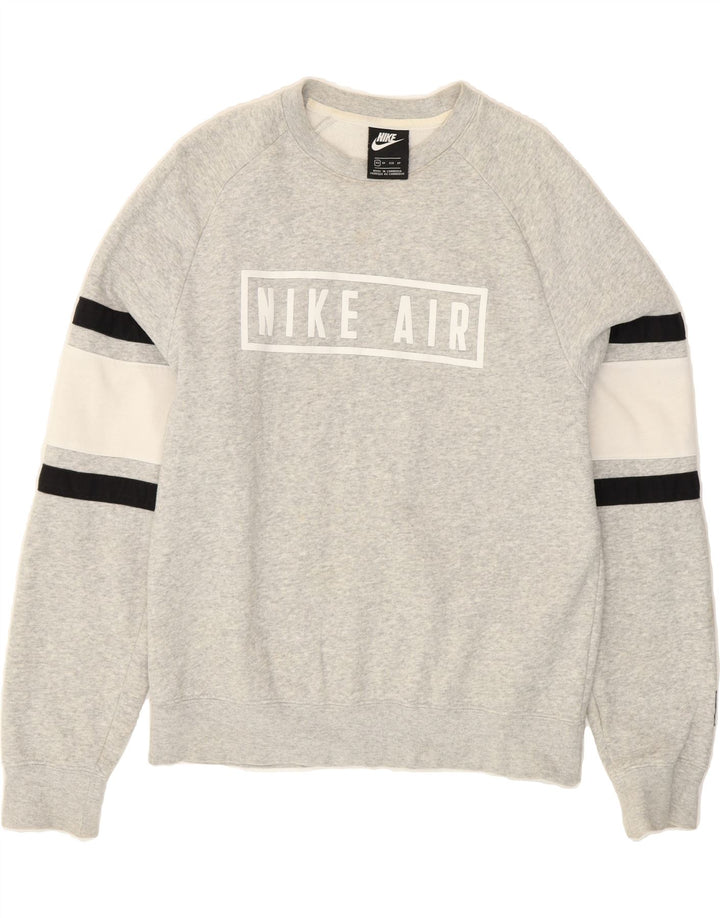 NIKE Womens Oversized Graphic Sweatshirt Jumper UK 6 XS Grey Colourblock Vintage Nike and Second-Hand Nike from Messina Hembry 