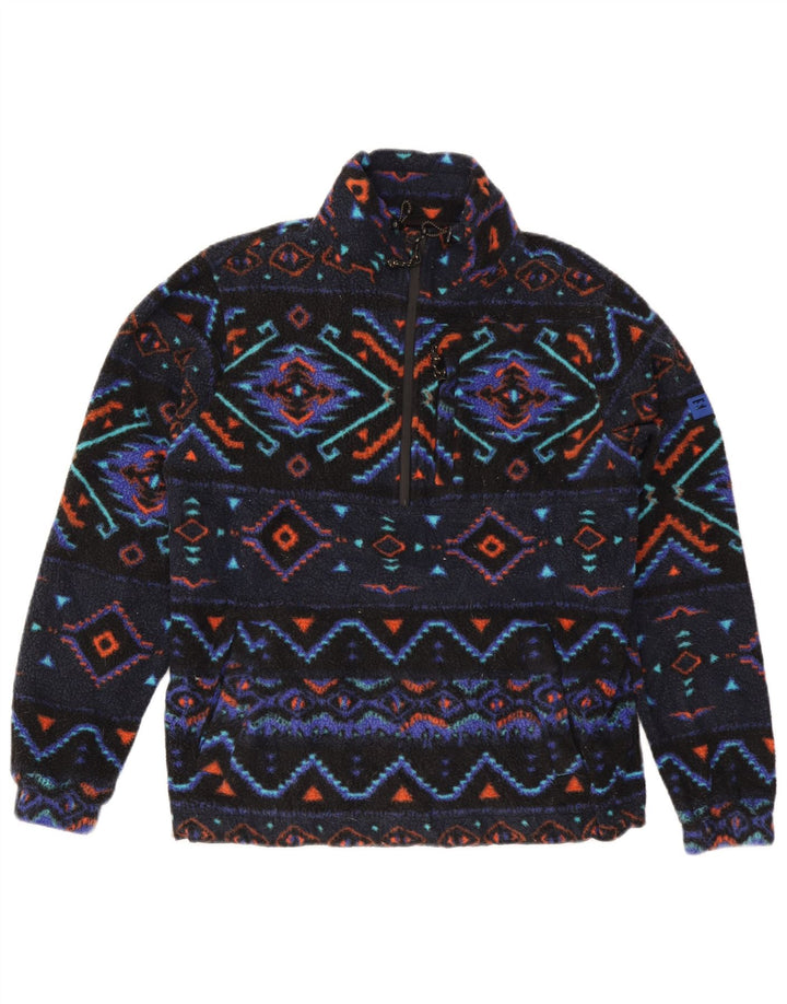Maglione in pile da uomo con zip e collo Billabong piccolo in poliestere Fair Isle blu navy