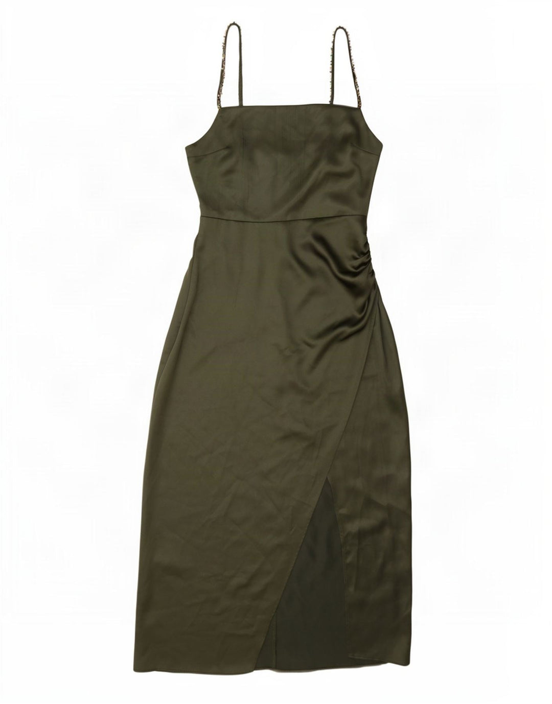 Vestito lungo senza maniche da donna Zara UK 10 piccolo poliestere verde
