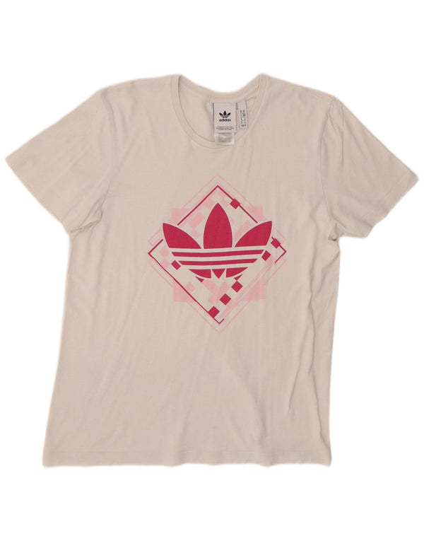 T-shirt grafica da donna Adidas Top UK 14 cotone bianco medio
