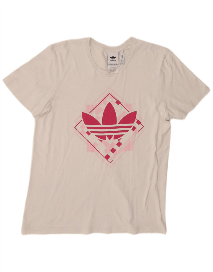 T-shirt grafica da donna Adidas Top UK 14 cotone bianco medio
