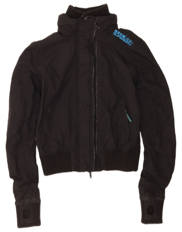 Giubbotto bomber grafico da donna Superdry UK 10 piccolo nylon nero