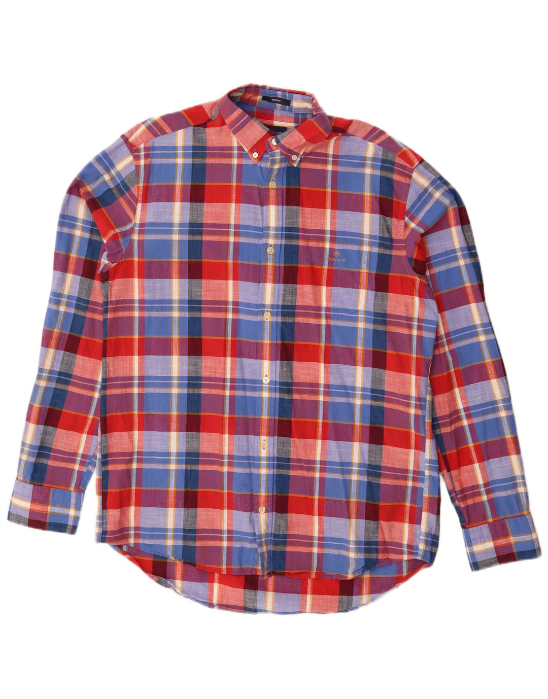 Gant Camicia da uomo vestibilità regolare taglia 41/42 16 1/2 grande quadretto multicolore