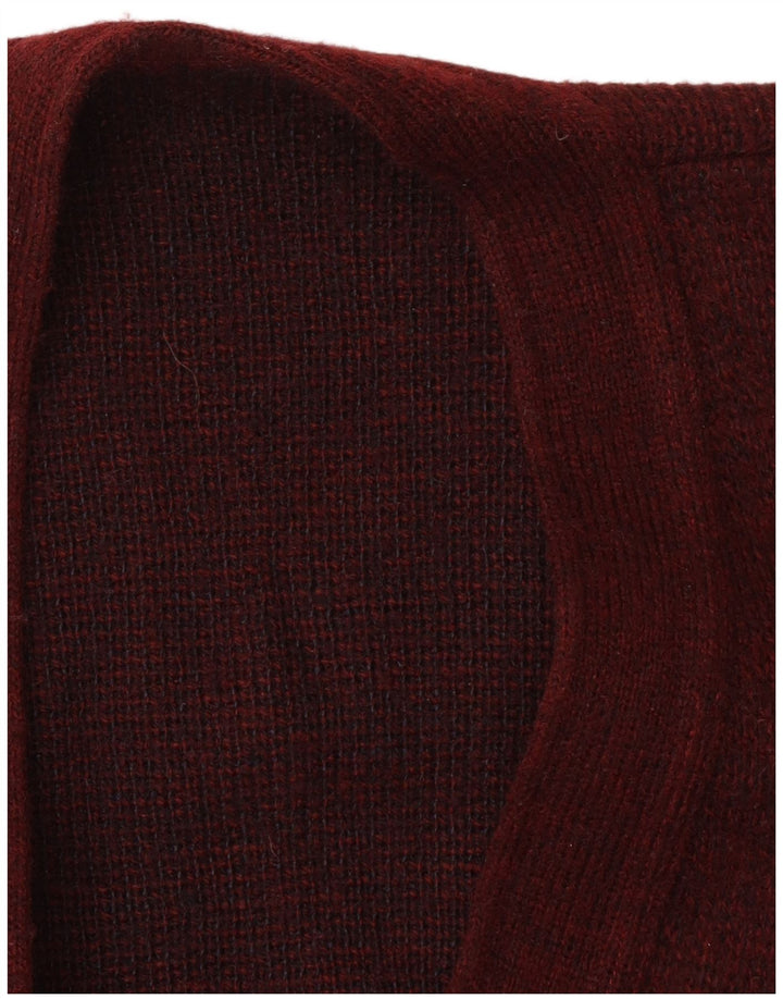 Maglione cardigan da uomo vintage XL bordeaux a rombi/diamante