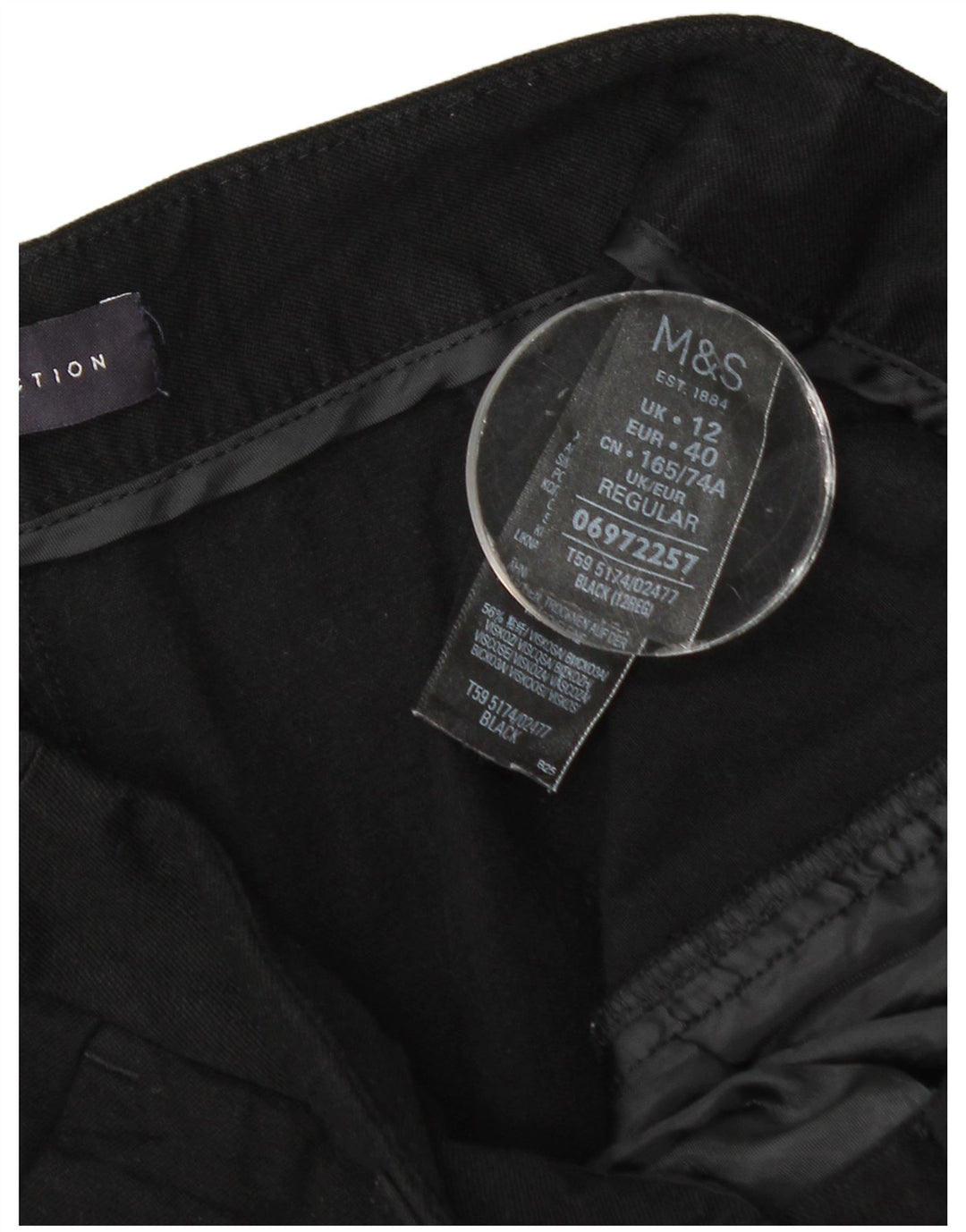 Pantaloni corti slim da donna Marks & Spencer UK 12 medi W30 L24 neri
