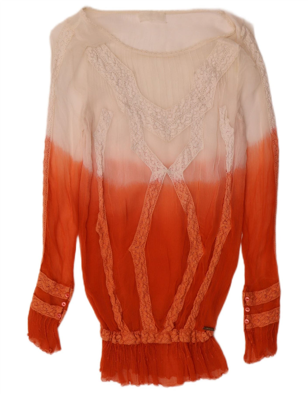 GUESS Camicetta trasparente da donna Top UK 10 Small Rosso Colorblock
