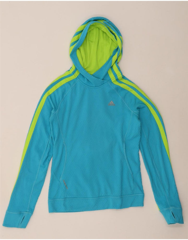 Felpa con cappuccio da donna Adidas UK 14 poliestere blu medio
