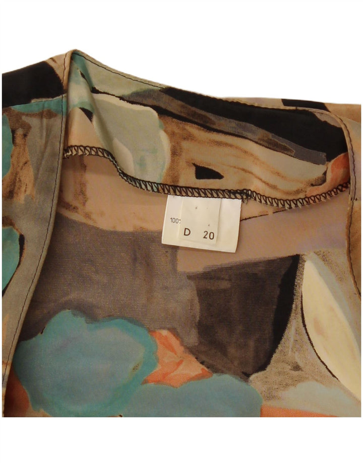 Camicetta vintage da donna a maniche corte UK 18 XL Patchwork multicolore