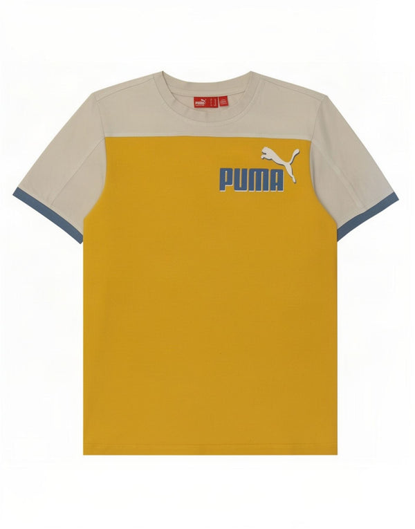 T-shirt grafica Puma da bambino, 13-14 anni, in cotone color block giallo