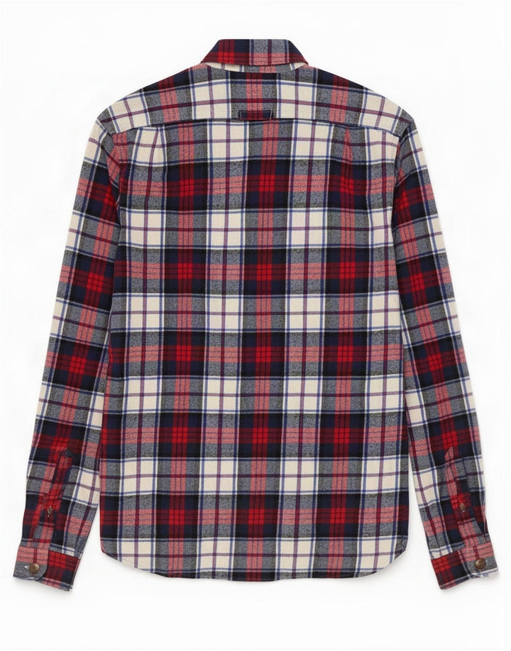Camicia da uomo in flanella dal taglio classico Superdry, in cotone a quadri blu navy