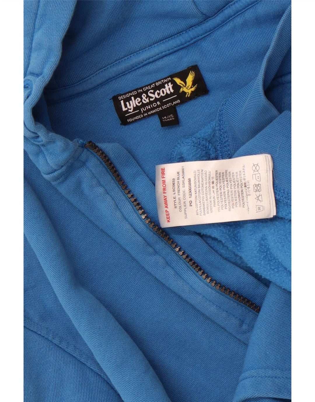 Maglione con cappuccio e zip per ragazzi Lyle & Scott 14-15 anni in cotone blu