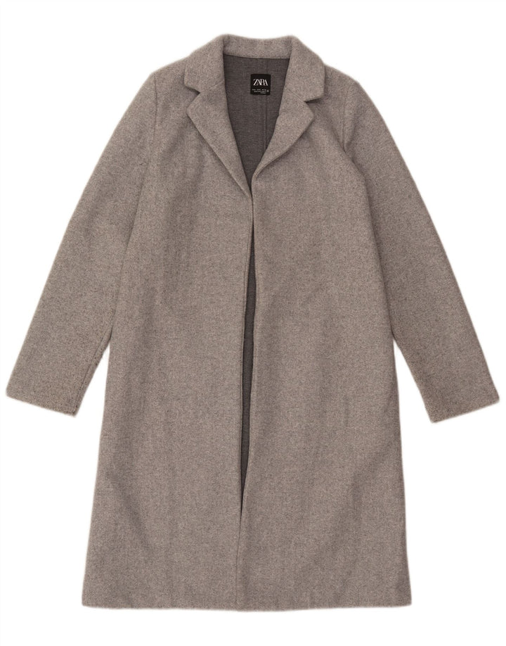 Soprabito aperto da donna Zara UK 10 piccolo poliestere grigio
