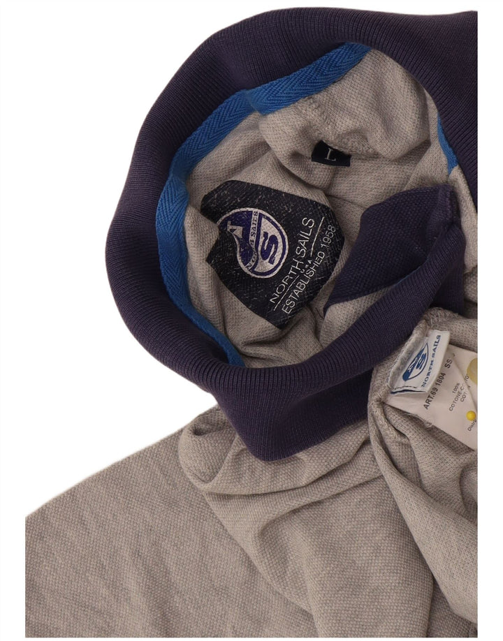 Polo da uomo North Sails Large in cotone color block grigio