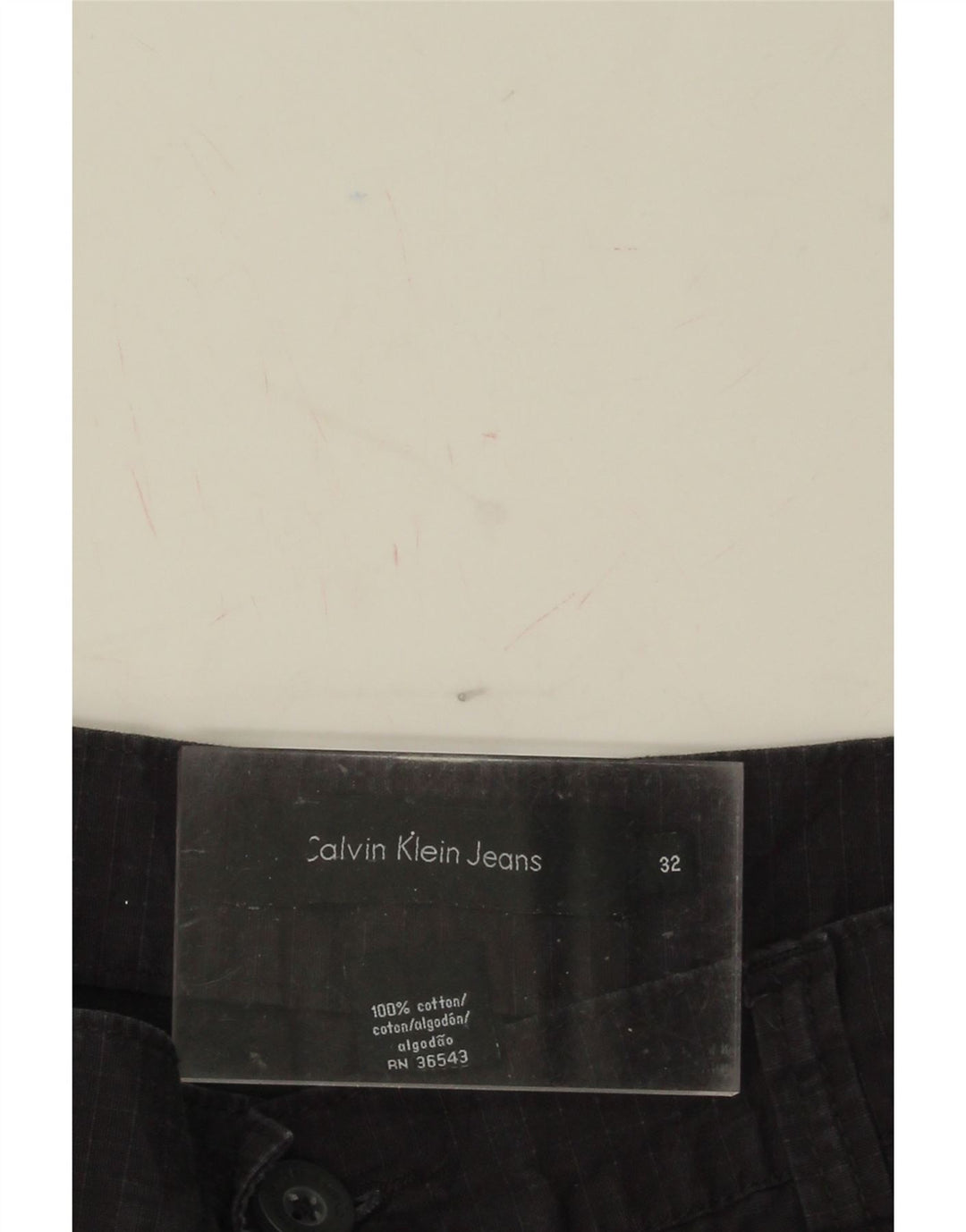 CALVIN KLEIN Mens Cargo Shorts W32 Medium Navy Blue Check Cotton Vintage Calvin Klein and Second-Hand Calvin Klein from Messina Hembry 