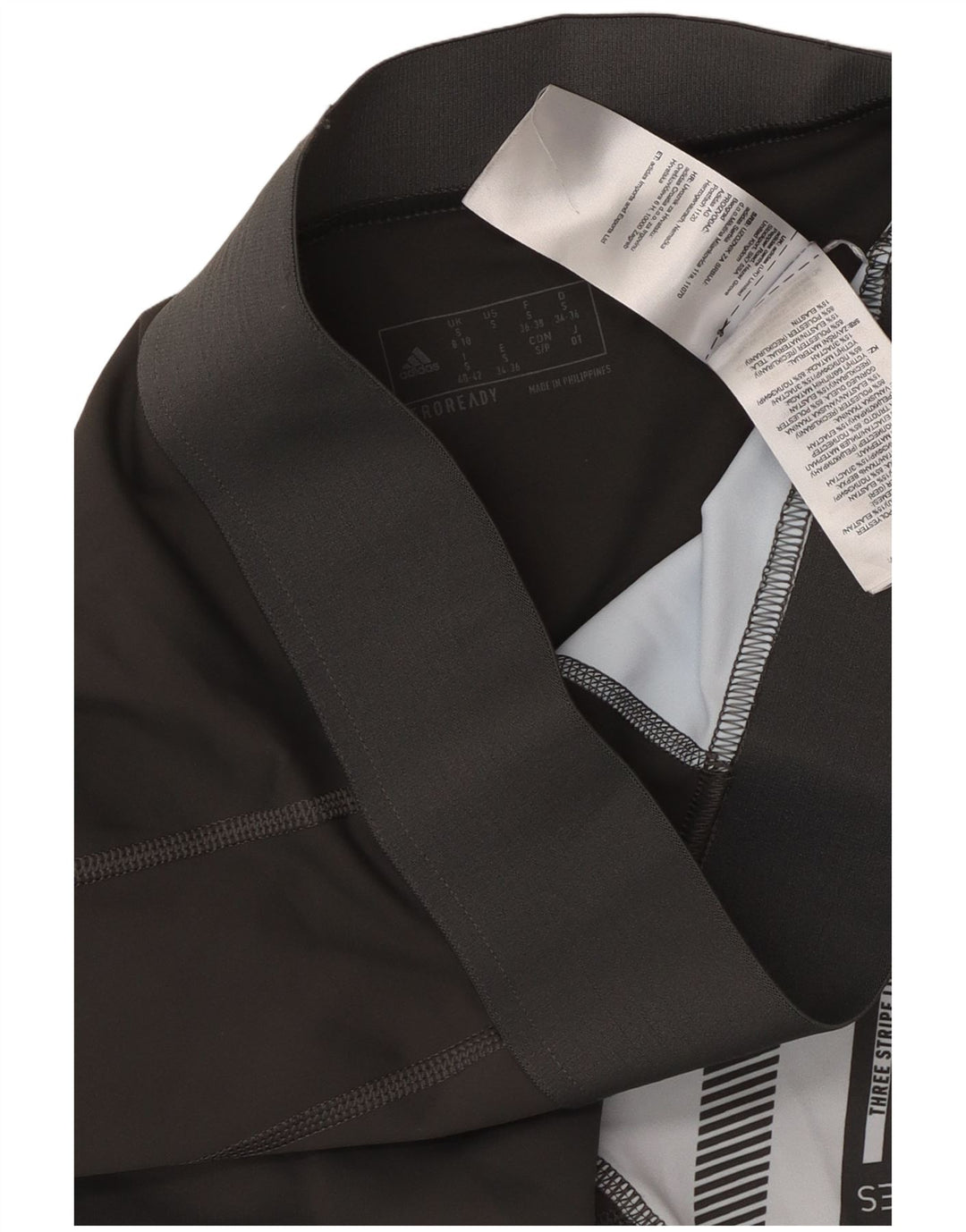 Leggings ADIDAS da donna a tre strisce UK 8/10 Piccolo nero geometrico