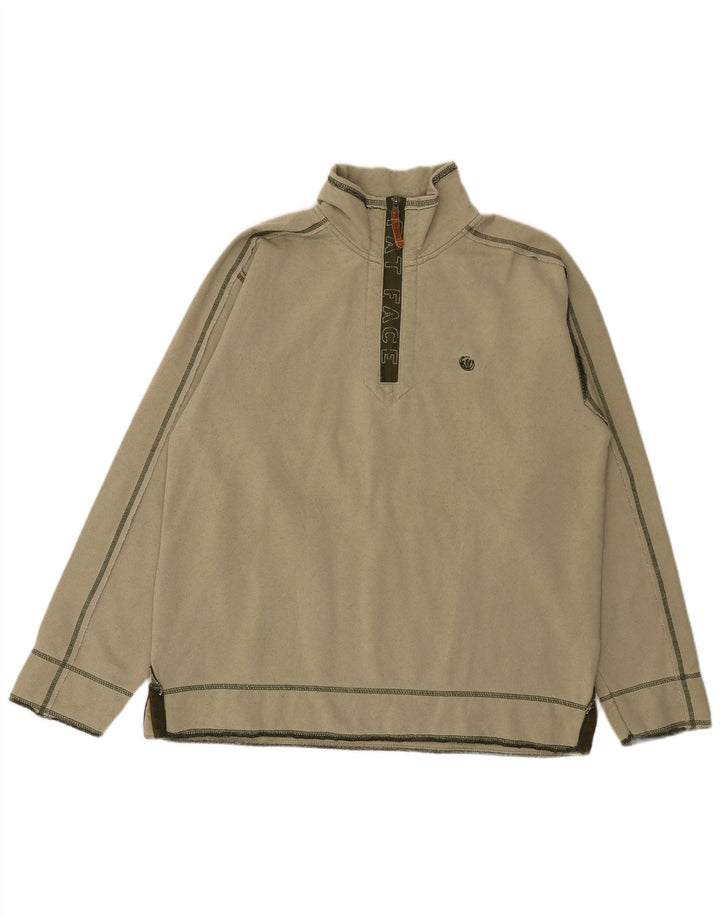 Felpa da uomo con collo con zip Fat Face, maglione, cotone kaki medio