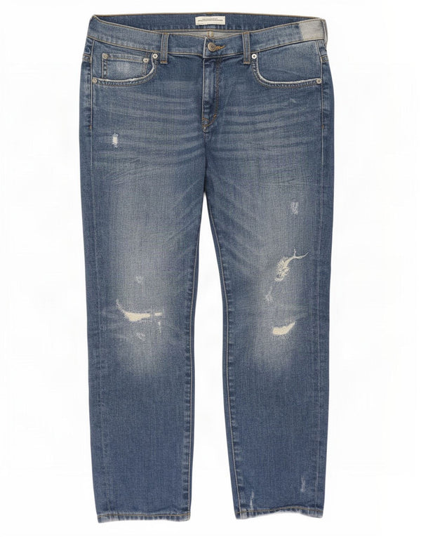 Jeans corti effetto invecchiato Zara da donna EU 40 medio W30 L25 blu
