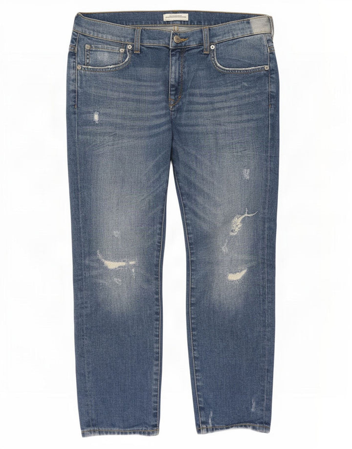 Jeans corti effetto invecchiato Zara da donna EU 40 medio W30 L25 blu
