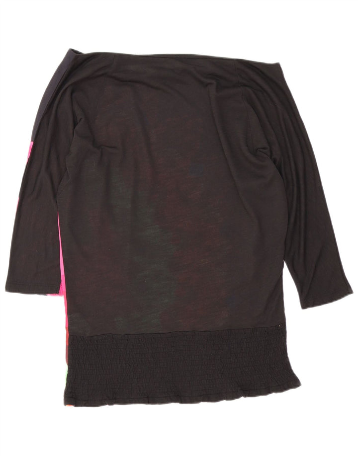 Desigual Top da donna con spalle scoperte e grafica oversize UK 10 Small Nero