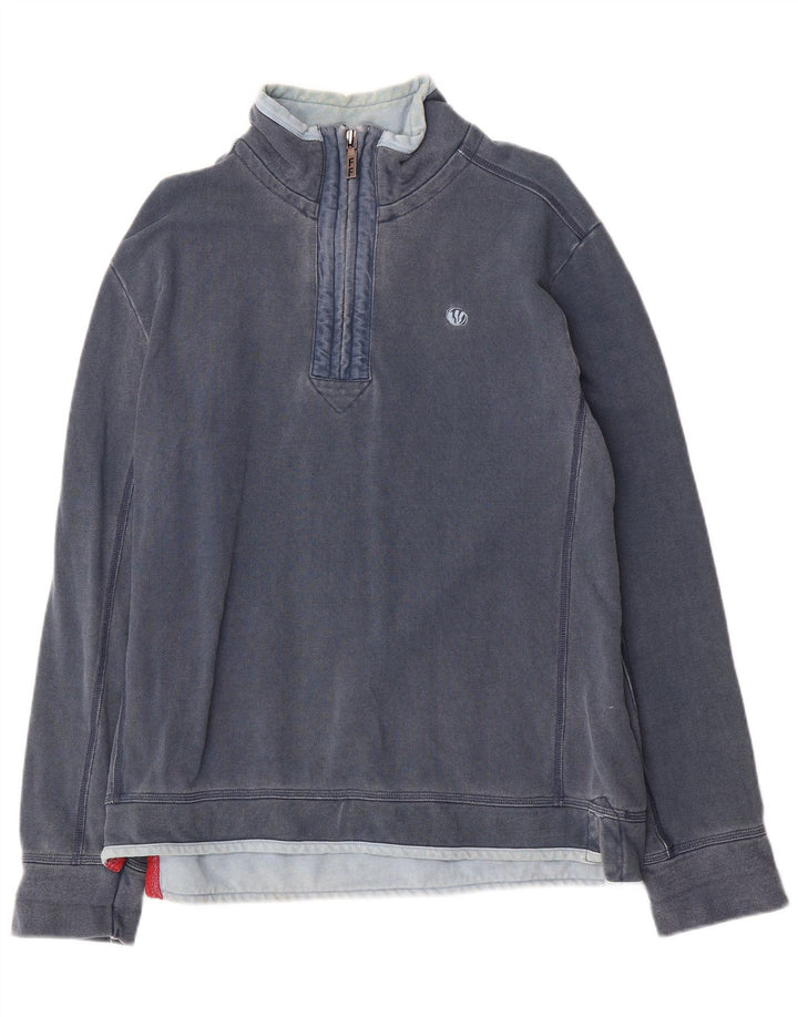 Felpa da uomo con collo con zip Fat Face, maglione medio, cotone blu navy