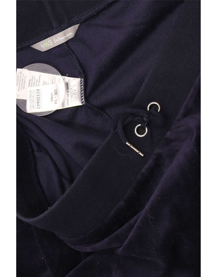 Pantaloni da tuta in velluto da donna Marks & Spencer UK 14 Large Blu Navy
