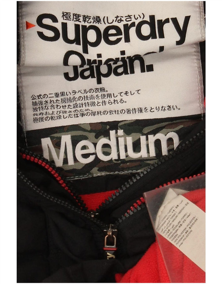Giacca a vento con cappuccio grafica da donna Superdry UK 14 nylon nero medio