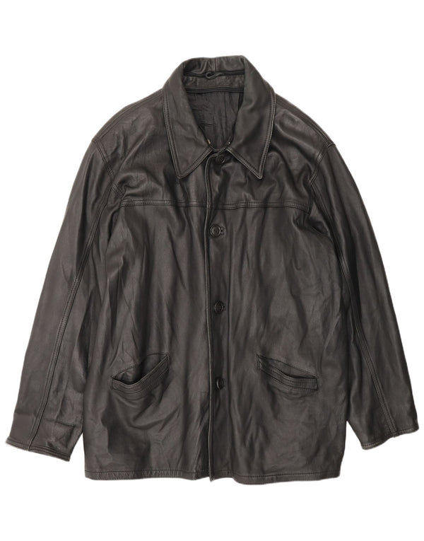 Cappotto in pelle vintage da uomo UK 42 XL Nero