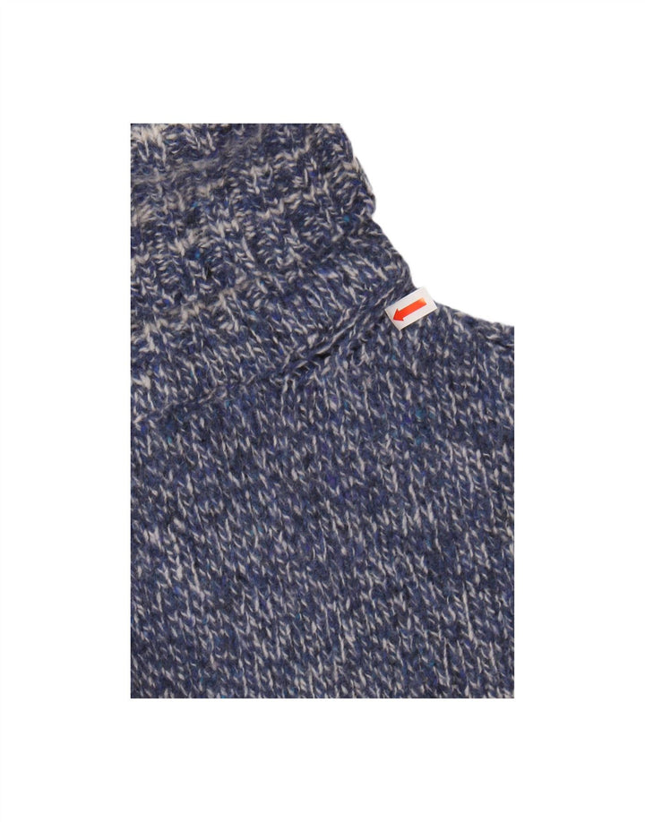 WOOLRICH Womens Roll Neck Jumper Sweater UK 16 Large Navy Blue Flecked