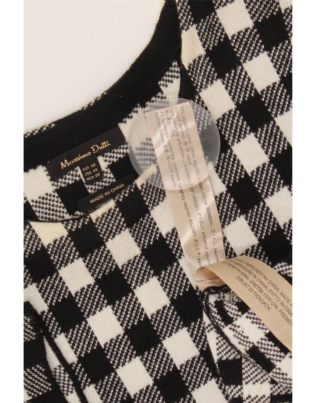 MASSIMO DUTTI Abito lungo da donna UK 4 XS Cotone a quadri nero