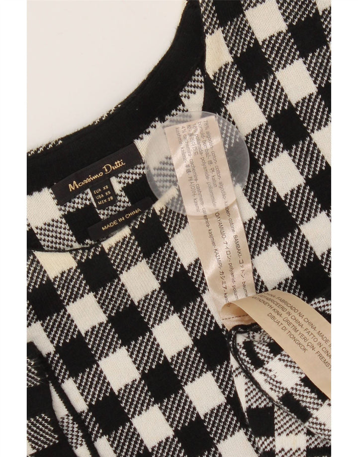 MASSIMO DUTTI Abito lungo da donna UK 4 XS Cotone a quadri nero