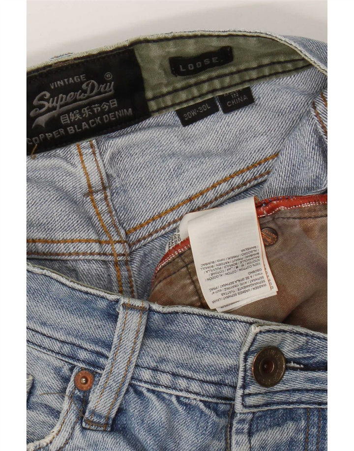 Jeans larghi invecchiati da uomo Superdry W30 L30 cotone blu