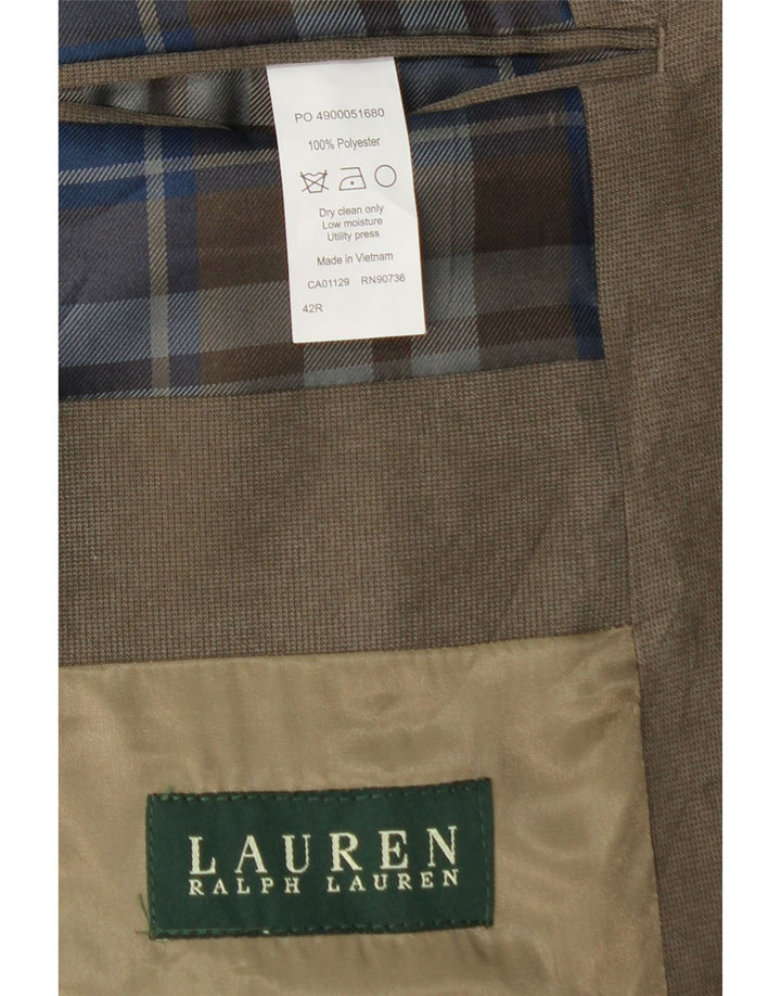 Giacca blazer da uomo a 2 bottoni Ralph Lauren UK 42 XL pied de poule kaki
