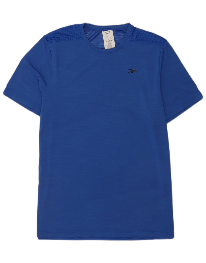 T-shirt grafica Reebok da uomo alta, grande, in nylon blu