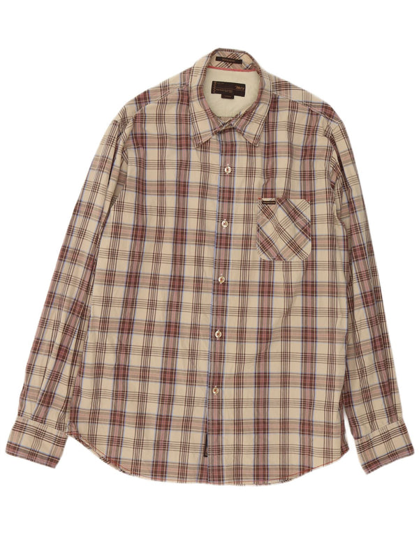 Camicia da uomo Marlboro Classics in cotone a quadri marroni grandi