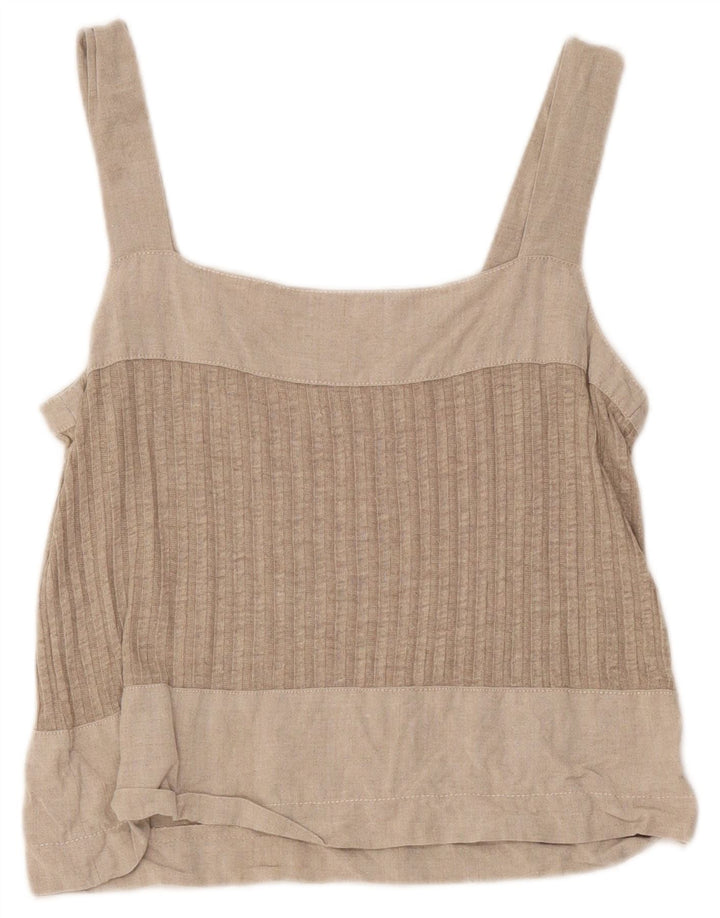 Canottiera corta vintage da donna UK 8 piccola color grigio