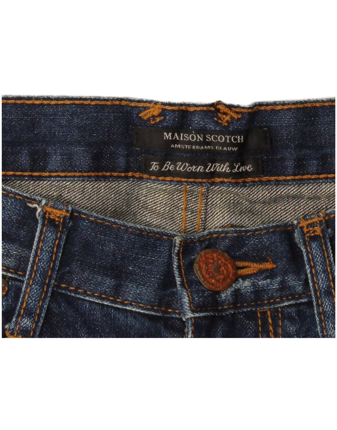 Pantaloncini di jeans invecchiati Maison Scotch da donna W32 Blu medio