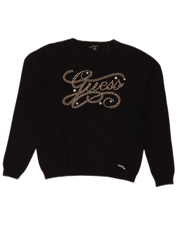 Felpa con grafica Guess per ragazze 11-12 anni in viscosa nera