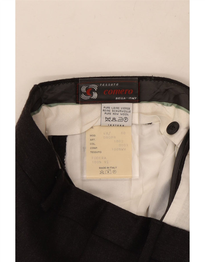 Pantaloni da abito da uomo COMERO con pegging IT 48 Medium W30 L30 Lana nera