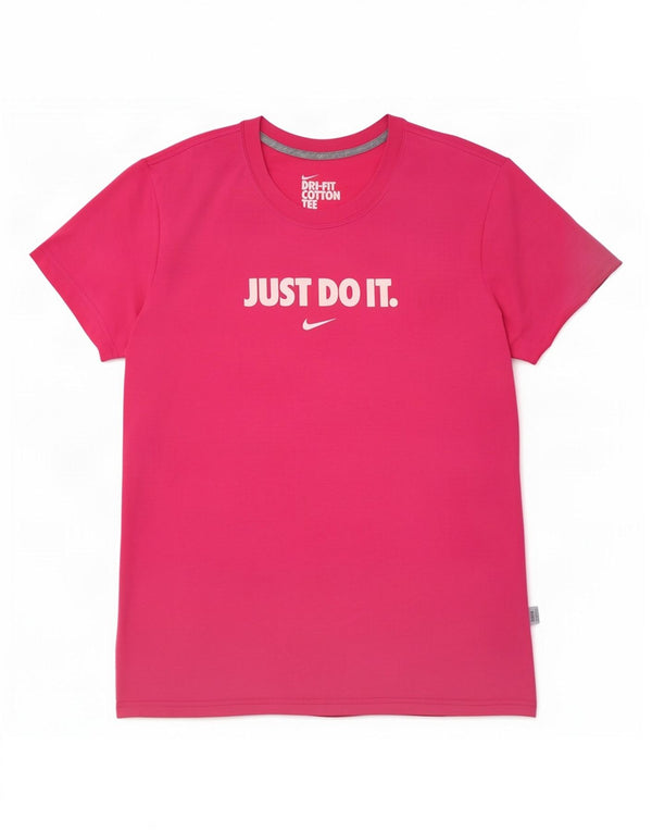 T-shirt grafica Nike Dri Fit da donna UK 20/22 XL cotone rosa