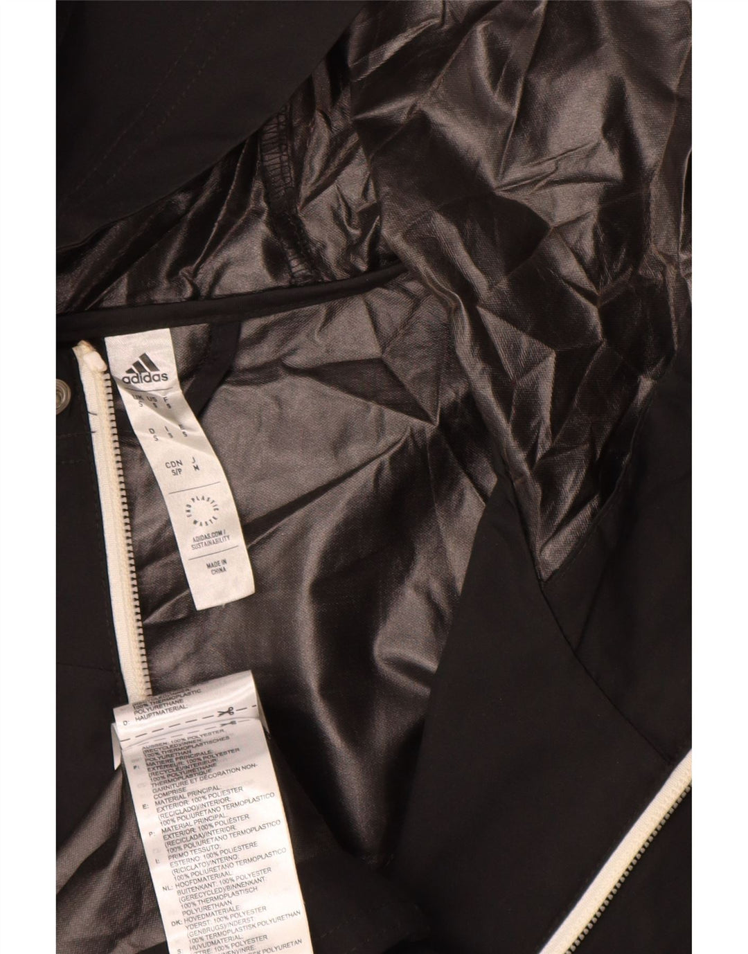 Giacca antipioggia da uomo Adidas con cappuccio UK 36 Small Nero Poliestere