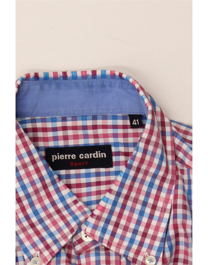 PIERRE CARDIN Camicia da uomo Taglia 41 Medio Rosso a quadri