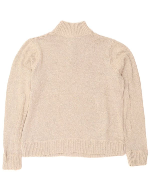 Eddie Bauer Maglione da uomo con zip e collo grande in cotone beige