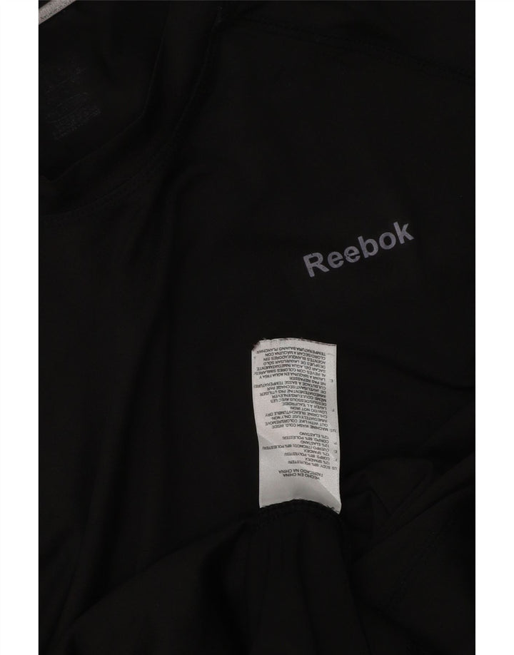 Top Reebok da uomo a manica lunga piccolo nero in poliestere