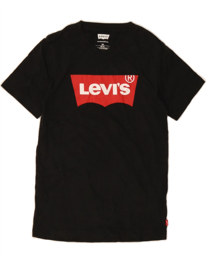 LEVI'S Boys Graphic T-Shirt Top 11-12 Years Black Cotton Vintage Levi's and Second-Hand Levi's from Messina Hembry 
