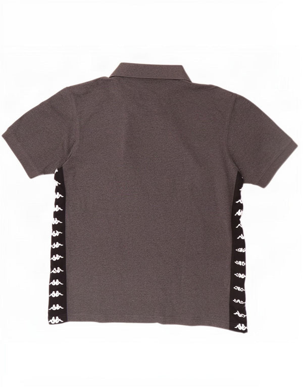 Polo grafica da uomo Kappa grande in cotone color block grigio