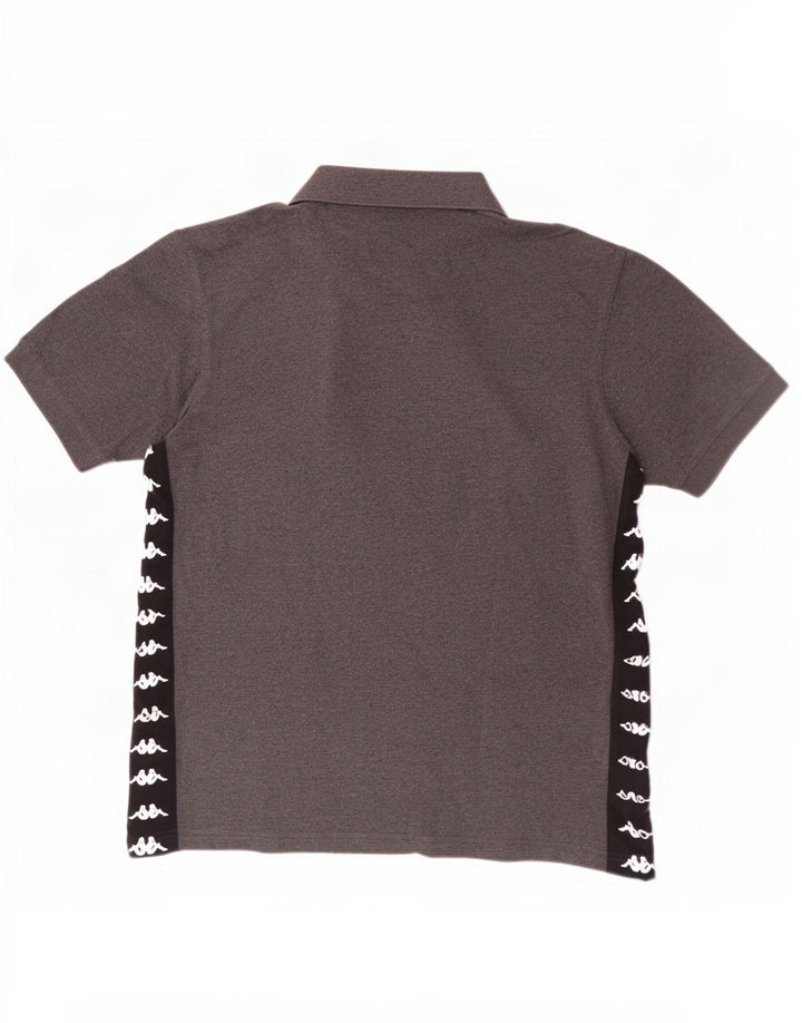 Polo grafica da uomo Kappa grande in cotone color block grigio