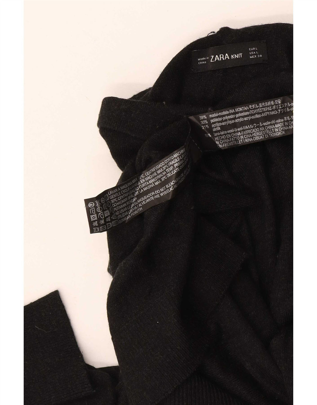 Maglione maglione collo alto da donna Zara UK 14 grande modal nero