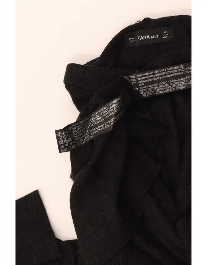 Maglione maglione collo alto da donna Zara UK 14 grande modal nero