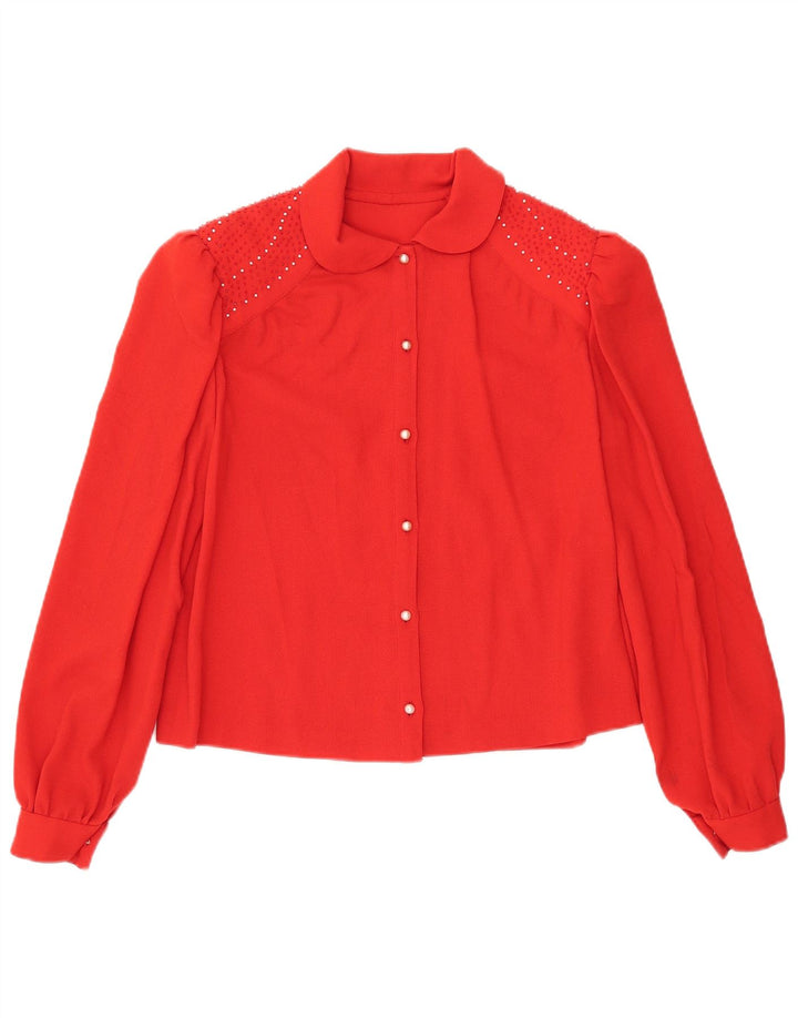 Camicetta corta da donna VINTAGE UK 12 rossa media