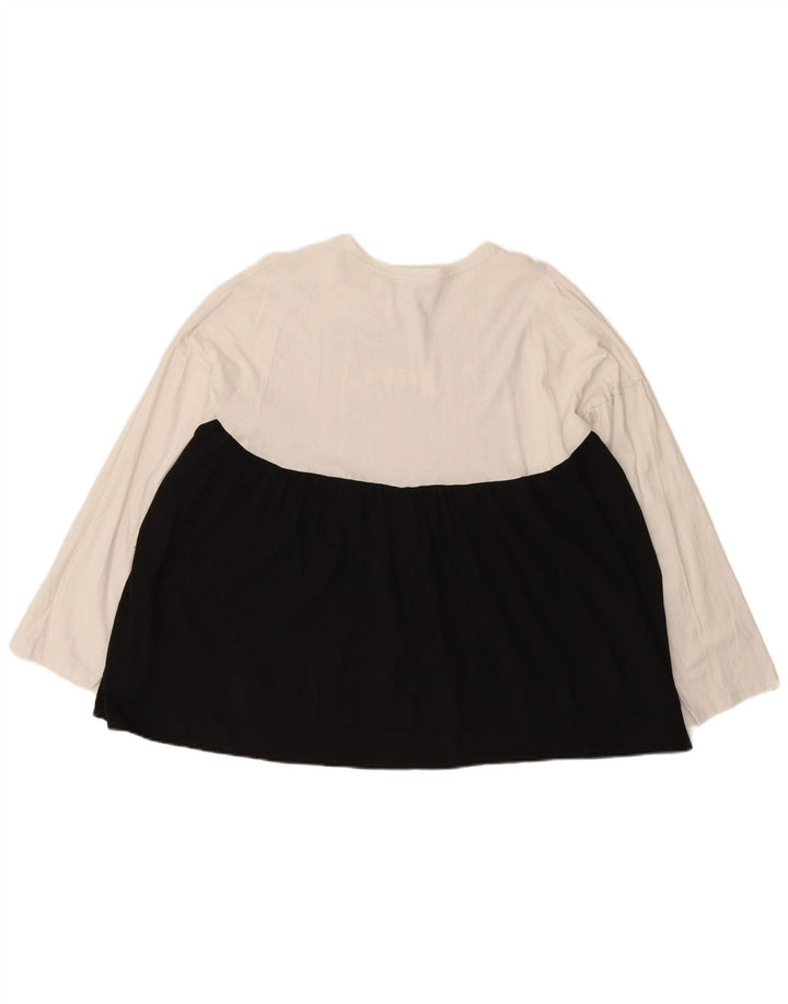 Top Zara da donna oversize a maniche lunghe UK 14 color block bianco medio